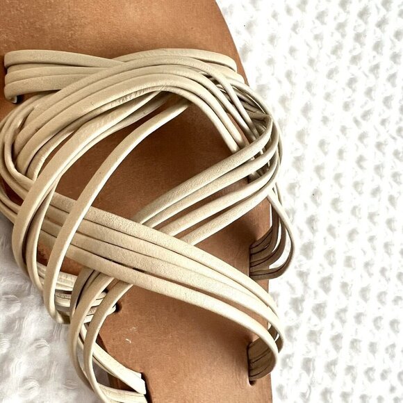 Matisse Tate Leather Strappy Sandal In Ivory Size 8 Casual Summer Beach Preppy - Picture 3 of 6